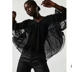 Free People NWOT True Candy Mesh Top Black